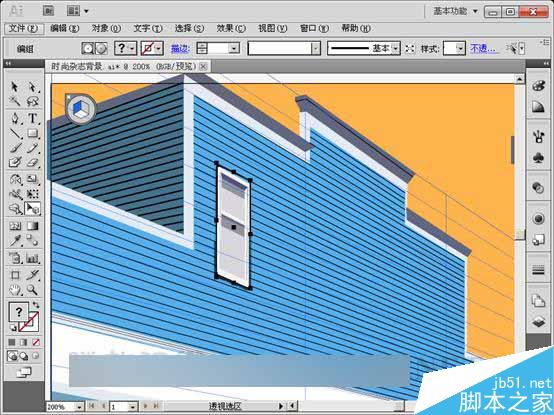 AI CS5透视网格绘制街道效果图 脚本之家 AI实例教程