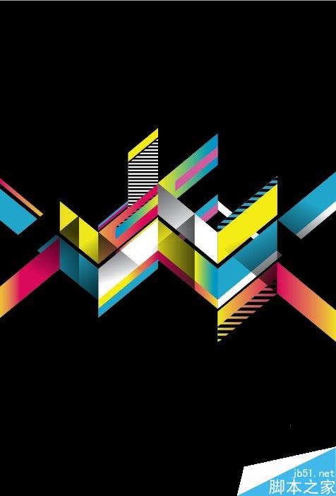 AI+PS制作七彩几何图案 脚本之家 AI实例教程