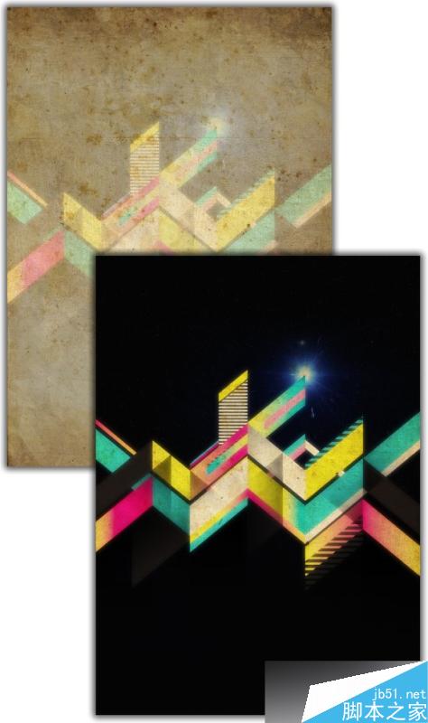 AI+PS制作七彩几何图案 脚本之家 AI实例教程