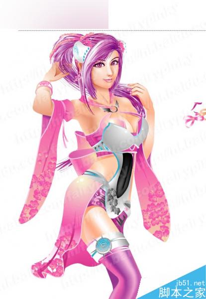 AI绘制漫画女孩插画 脚本之家 AI实例教程26.jpg