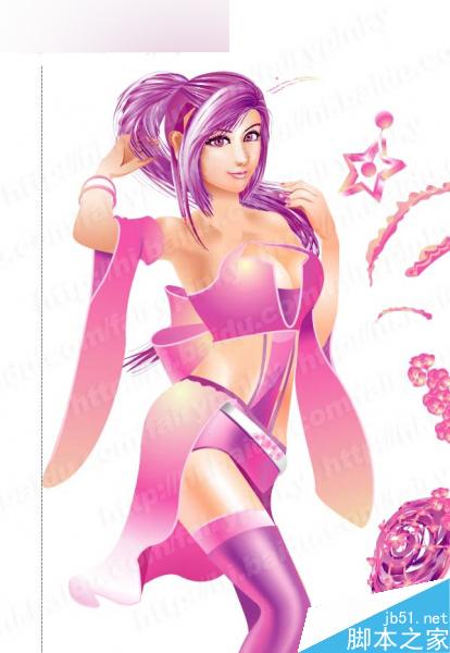 AI绘制漫画女孩插画 脚本之家 AI实例教程21.jpg