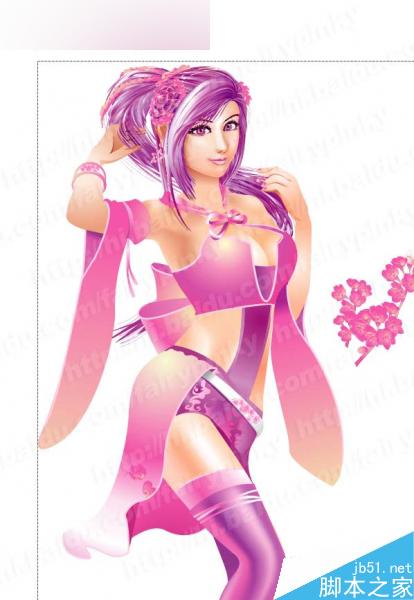 AI绘制漫画女孩插画 脚本之家 AI实例教程23.jpg