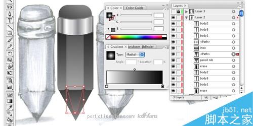AI制作铅笔图标 脚本之家 AI教程