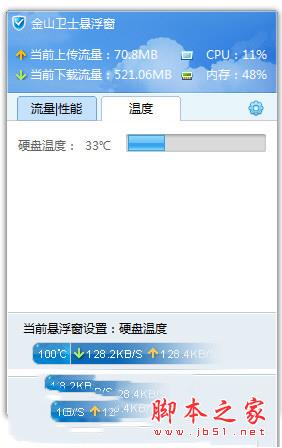 金山卫士温度显示截图