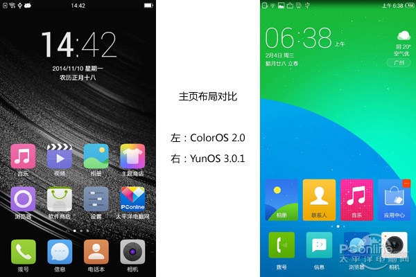 YunOS对比ColorOS YunOS对比ColorOS