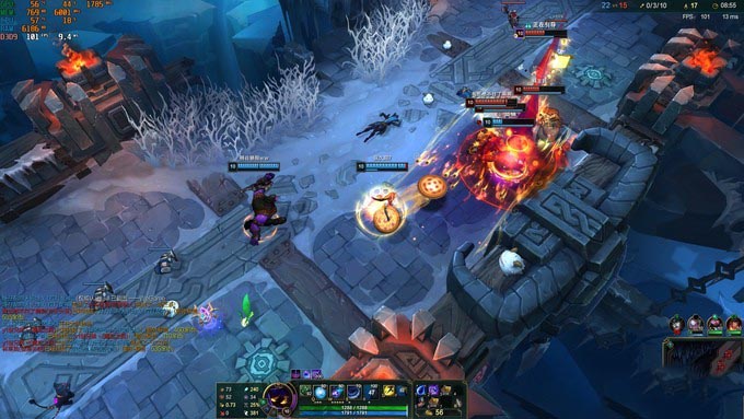 团战101fps,GPU:56°C、CPU:57°C