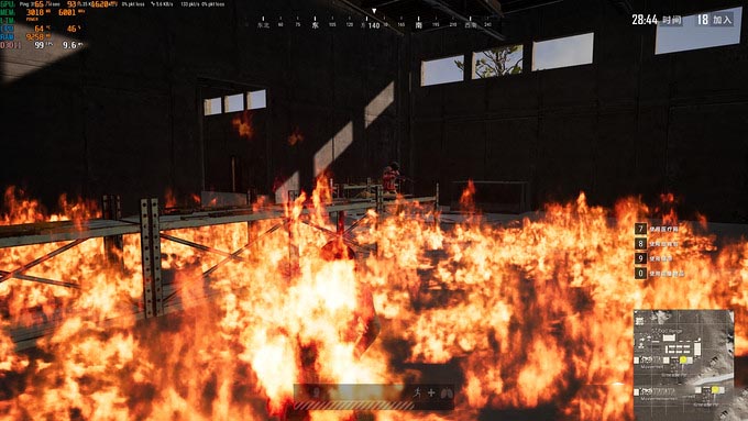 燃烧瓶:99fps,GPU:65°C、CPU:64°C
