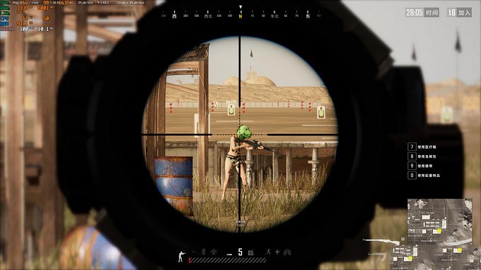 8倍镜:100fps,GPU:65°C、CPU:63°C