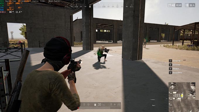 腰射:88fps,GPU:65°C、CPU:62°C