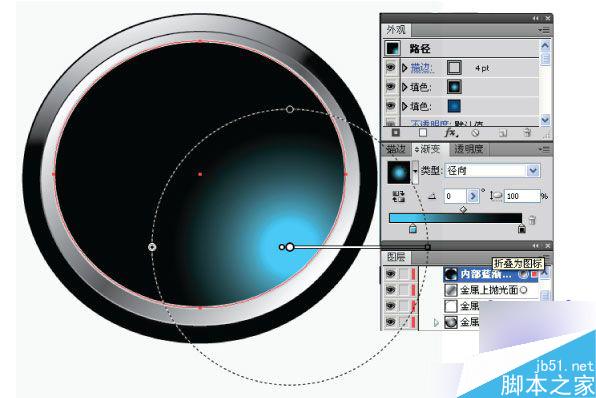 AI制作水晶质感效果图标教程 脚本之家 AI教程 fevte.com
