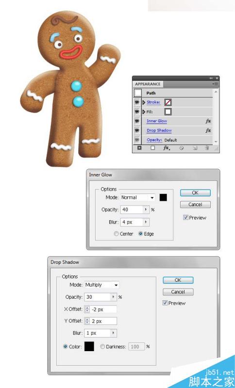 Illustrator绘制立体风格的饼干小人教程,PS教程,思缘教程网