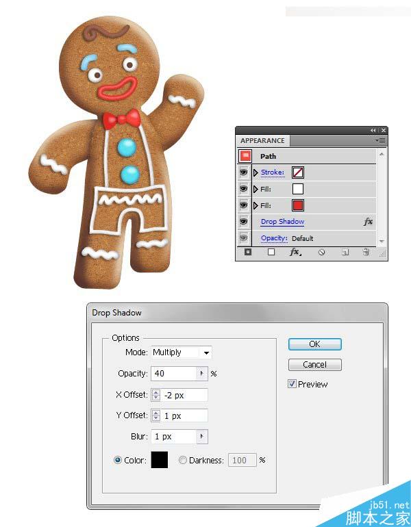 Illustrator绘制立体风格的饼干小人教程,PS教程,思缘教程网