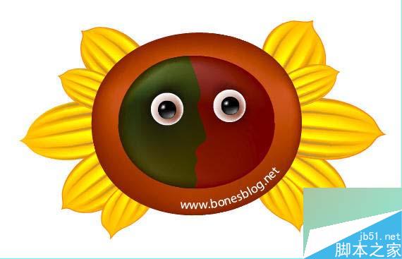 illustrator绘制可爱卡通向阳花 脚本之家
