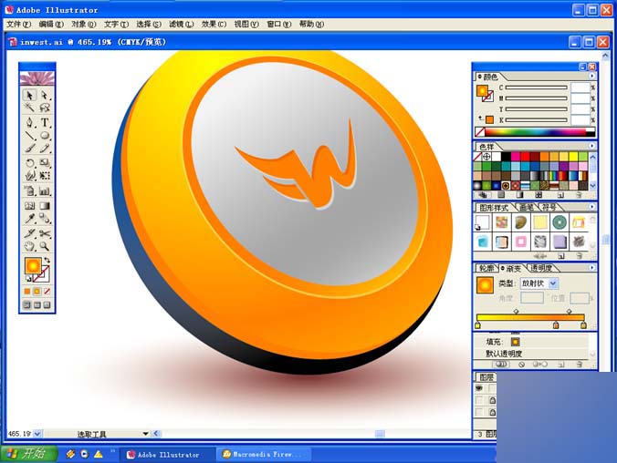 Illustrator渐变填充打造精致标志 脚本之家