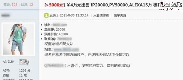 以出售网站之名，推广网站