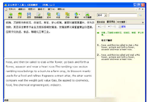 金山快译中英翻译成功图