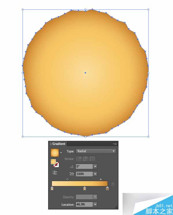 AI绘制写实牛奶杯和燕麦饼干 脚本之家 AI实例教程apply yellow radial gradient
