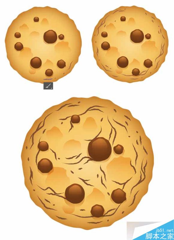 AI绘制写实牛奶杯和燕麦饼干 脚本之家 AI实例教程draw the cracks with the paintbrush tool