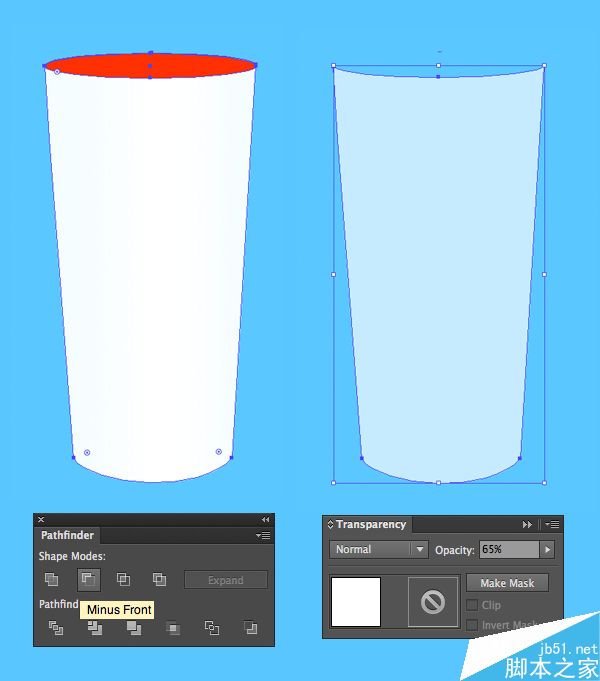 AI绘制写实牛奶杯和燕麦饼干 脚本之家 AI实例教程use minus front to cut the shapes