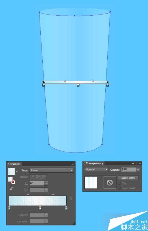AI绘制写实牛奶杯和燕麦饼干 脚本之家 AI实例教程apply the same gradient to the front glass shape