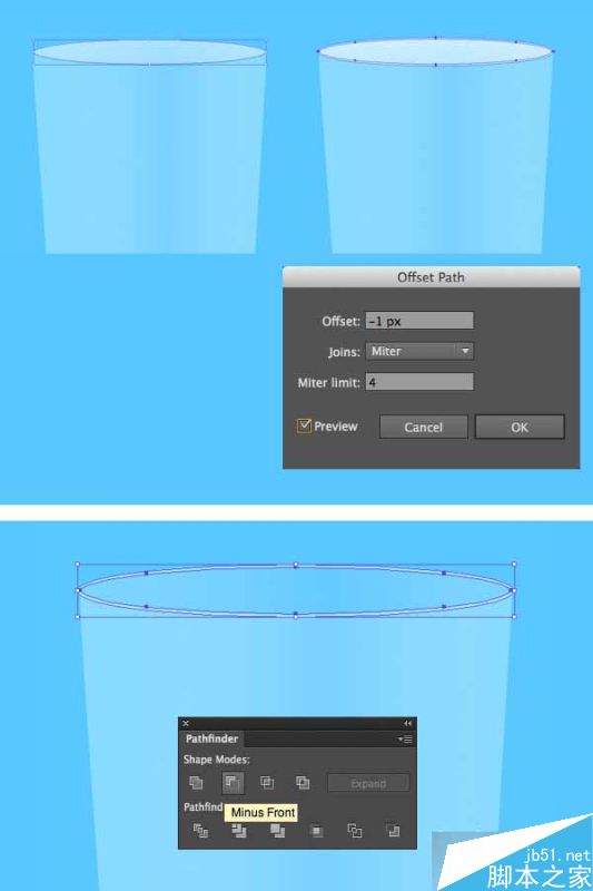 AI绘制写实牛奶杯和燕麦饼干 脚本之家 AI实例教程create a rim from the ellipses