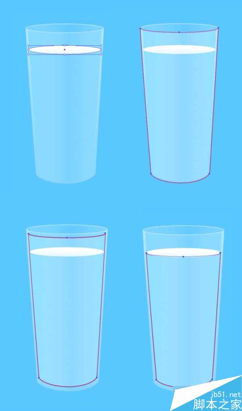 AI绘制写实牛奶杯和燕麦饼干 脚本之家 AI实例教程create the top of the milk surface from the ellipse