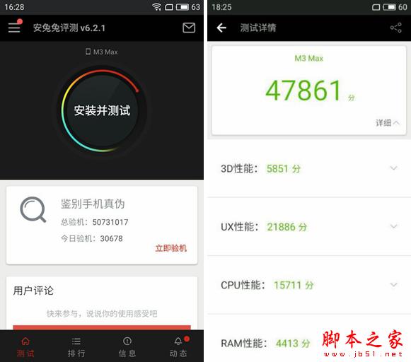 魅蓝Max和魅族MX6性能对比 屏幕与跑分对比