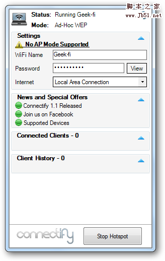 可以开始用其他设备通过该热点连接网络了