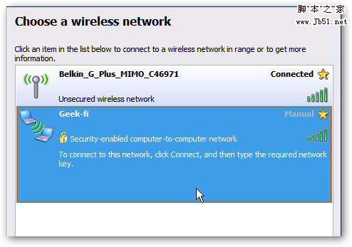 我们可以在XP系统的无线网中搜到并连接上去