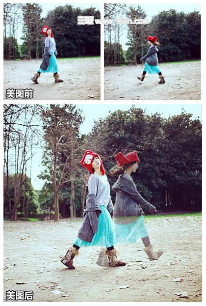 美图秀秀静态照片完美合成幻影动感效果 三联教程