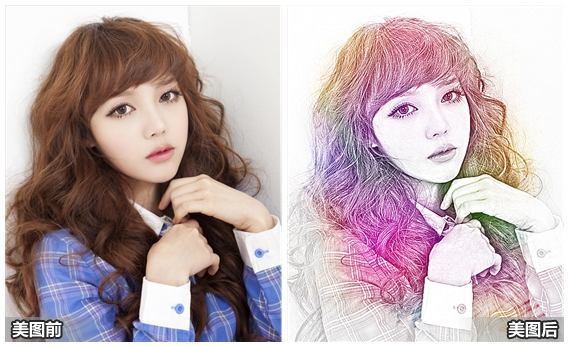 美图秀秀助力不会画画的文艺青年DIY彩色铅笔肖像画 三联教程