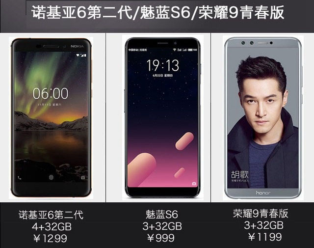 千元新机买谁好?魅蓝S6/荣耀9青春版/诺基亚6二代对比评测