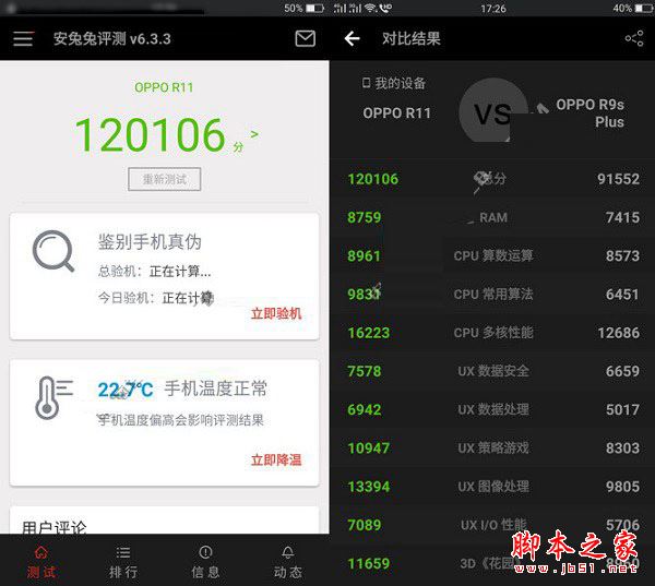 一加5和OPPO R11跑分哪个高?骁龙835对比骁龙660