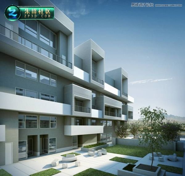 3DSMAX制作大气的小区室外效果图,PS教程,思缘教程网