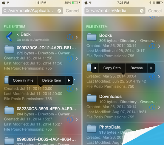 秒杀iFile iOS7越狱插件SpotFile可搜索到系统文件