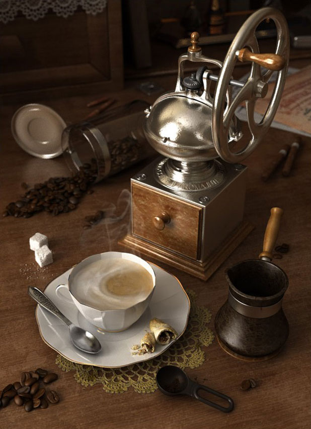 3ds Max打造历史感的咖啡场景 脚本之家 渲染教程