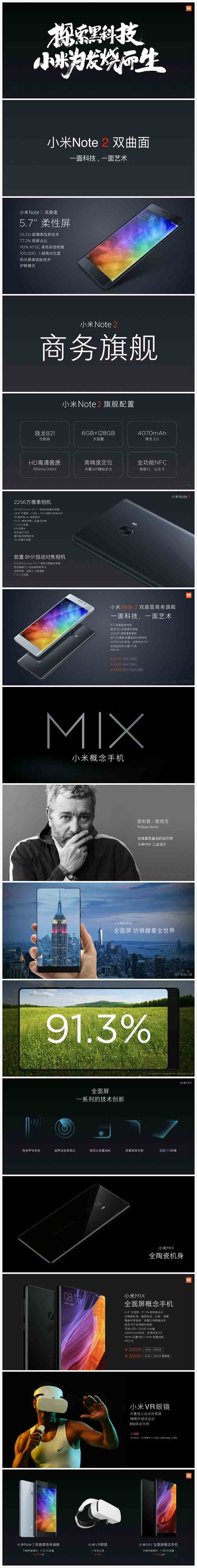 一图看懂小米发布会:Note 2、MIX你更爱谁?