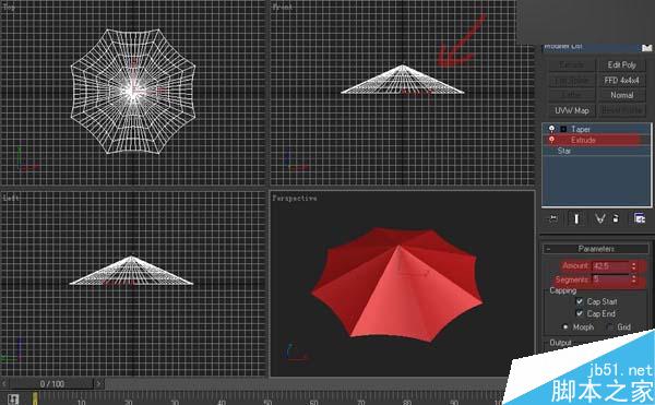 3DSMAX制作雨伞 脚本之家 3DSMAX建模教程