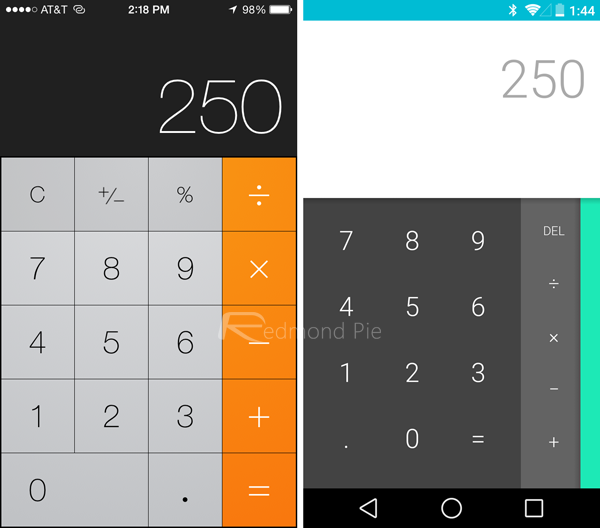 iOS8/Android L计算器对比