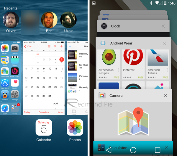 iOS8/Android L多任务对比