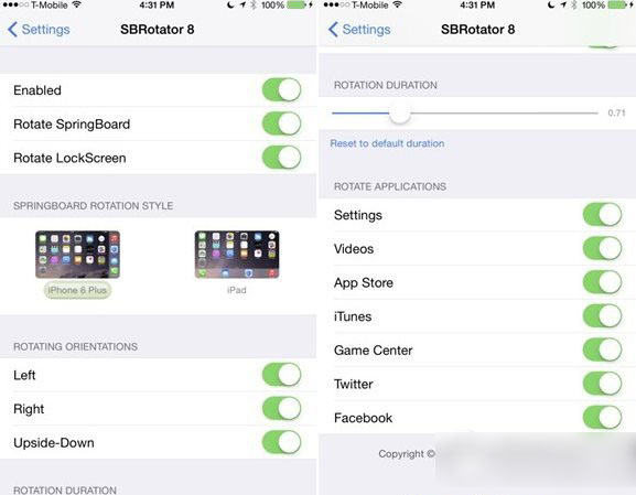 sbrotator怎么用?ios8越狱sbrotator8使用方法1
