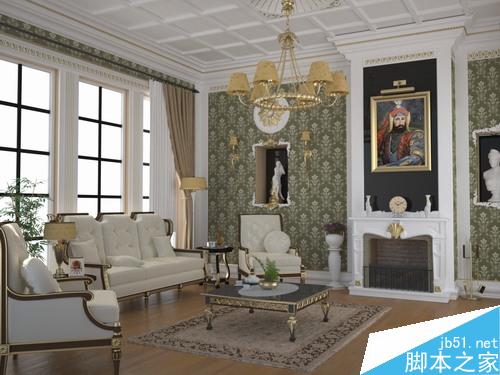 maxwell打造古典客厅 脚本之家 3DSMAX室内设计教程