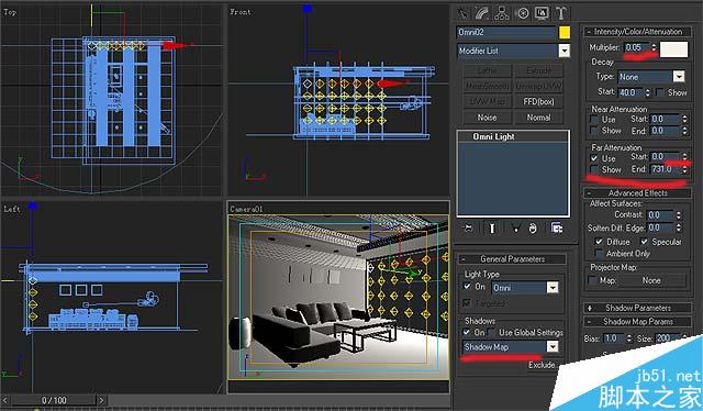 3DSMAX室内布光教程 脚本之家 3DSMAX室内设计教程