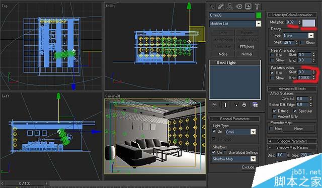 3DSMAX室内布光教程 脚本之家 3DSMAX室内设计教程