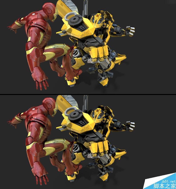 当大黄蜂遭遇钢铁侠制作解析 脚本之家 3DSMAX动画角色教程