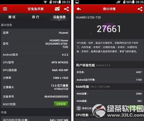 荣耀3x pro和小米3哪个好？荣耀3x pro和小米3跑分对比1