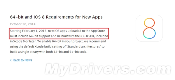 苹果放狠话：都快给我支持64位！