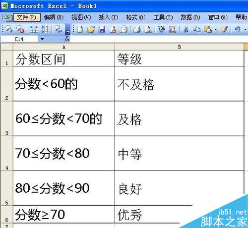 怎样让EXCEL自动根据学生成绩分出优、良等级?