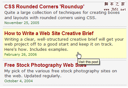CSS Block Hover List
