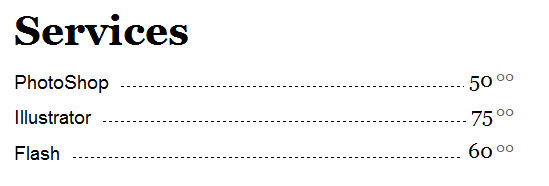 CSS Menu List